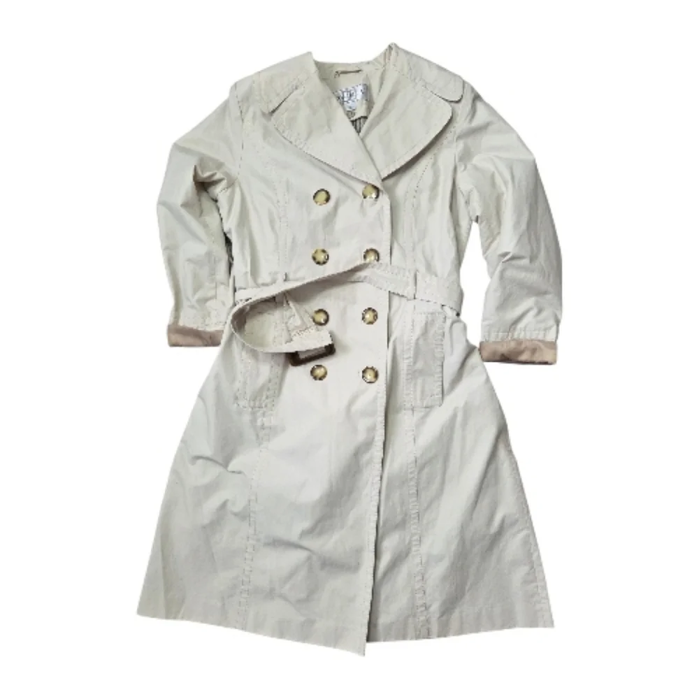 Donatella Double Breasted Beige Trench Coat Womens Size 12 - Picture 4 of 16